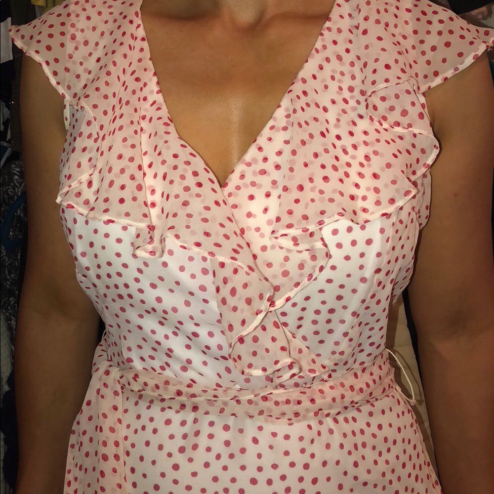 Betsey Johnson Red and White Chiffon Dress